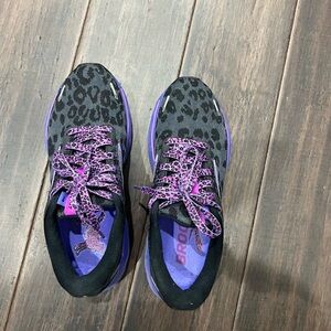 Brooks Leopard Print Running Shoes with Purple Accents